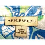Appleseeds Size Large Blue Green Floral Button Shirt Coastal Garden Style Casual Photo 6