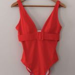 Boden Belted Deep V Swimsuit One Piece in Orange Coral Size 10 Photo 3