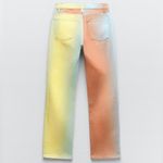 ZARA  PRINTED Mid-rise STRAIGHT LEG JEANS OMBRÉ SIZE 4 NEW Photo 8