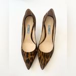 Prada  Black Brown leather Calf Hair Leopard Print pointed toe pumps EU 39.5 Photo 2
