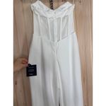 Lulus NWT  Fashionista Nights Ivory Strapless Bustier Wide-Leg Jumpsuit Classy XS Photo 7