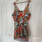 D&Co Blue And Orange‎ Floral Swim Dress Size 30W Photo 1