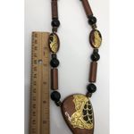 Gorgeous Large 22" Beaded Necklace Unique Large Pendant Bronze Brown Black Beads Photo 3