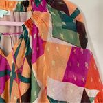 JADE By Melody Tam Bell Sleeve Geometric Print Blouse, Small Orange Photo 2