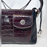 Brighton Vintage Black Brown Moc Croc Leather Cross Body Bag Photo 1