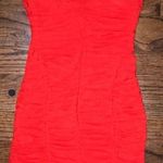 Bebe Red Rouched Strapless Dress  Photo 0