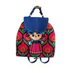 HANDMADE Mexican Inspired Muneca Doll Backpack Blue Photo 1