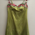 Floral Embroidered Green Slip Dress Photo 0