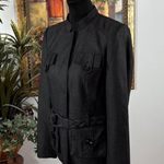 Anne Klein  Women’s Charcoal Belted Utility Jacket Size 4 High Neck Snaps Front Photo 7