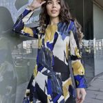 ZARA Dress midi abstract satin long sleeve boho party wedding Photo 3