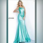 Jovani New!  02136 Metallic Fitted One‎ Shoulder Prom Dress Aqua Green Sz 00 $500 Photo 9