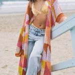 Free People NWOT Chasing Rainbows Long Cardigan Duster Crochet Size XS/S Photo 0
