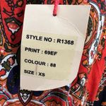 Raga  Boho Paisley Mini Dress Black Red Low Back Flutter Sleeve XS New Photo 6