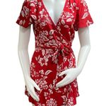 Superdry  Vintage Mini Wrap Red Floral Dress Size 4 Photo 1