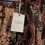 Three Eighty Two NWT  Smocked Waist Aztec Mini Dress W/Slip Dress Sheer Sleeve S Photo 4