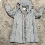 Vtg Saxton Hall Women's Quilted Puffer Coat Medium Gray Hooded Jacket Made Korea Photo 0