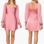 We Wore What • mini dress pink silky cowl neck chiffon puff sleeve sz 2 Photo 1