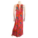 Trina Turk Milan Gingko Floral Orange Pink Halter Top Maxi Dress Size S Photo 2