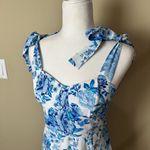 SheIn Blue & White Floral Toile Midi Sundress Dress Size Small Photo 4
