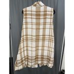 Flax  Small Brown White Plaid 100% Linen Tunic Vest Pockets Lagenlook b82 Photo 1
