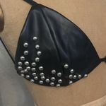 SheIn Faux Leather Pearl Studded Tie Closure Bra M Goth Punk Rocker 80s Style Photo 2