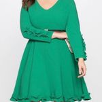 Eloquii  ruffle trim green dress fit flare long sleeve sz 20 Photo 2