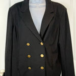 Roz & Ali Women's Black Double Breasted Blazer XL Shoulder Pads Photo 0