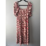 Betsey Johnson Strawberry Puff Sleeve Smocked Bodice Tiered Maxi Dress Sz Large Photo 6