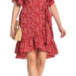 Max Studio Red Floral wrap Mini Dress Photo 0