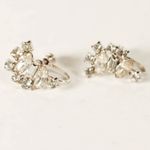 None Vintage 1960s Rhinestone Silver Tone Costume Earrings Bridal Wedding Bride Event Photo 4