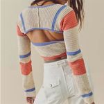 Free People beach colorblock crochet sweater top XL Photo 1