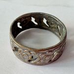 Vintage Silver 925 Openwork Hippie Boho Daisy Flower Floral Band Ring Size 7 Photo 2
