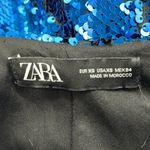 ZARA Blue Sequin Flutter Ruffle Sleeve V-Neck Bodycon Mini Cocktail Dress Photo 9