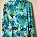 Morgan Cole M Turquoise Lime Zip Front Stretch Top Green Size M Photo 1