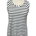 Evereve  Stripe Muscle Tank Hi-Lo Seam Black and White Small Photo 0