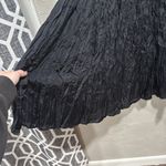 Garnet Hill  Black Silk Crinkled Skirt Elastic Waist Midi Boho broomstick Size 10 Photo 4