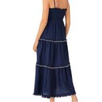 Ann Taylor  Navy Smocked Scalloped Tiered Maxi Dress Sleeveless Cotton Blend | M Photo 6