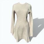 H&M  Ribbed Knit Wool-Blend Mini Dress Long Sleeve Neutral Size M Photo 2