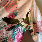 Zhongshan Sang Gorgeous Pink with Cranes Satin Kimono w/ belt Photo 2
