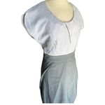 LOVE 21 Round Scoop Neck Pleated Split Sleeve Midi Beige Gray Dress Size Medium Photo 2