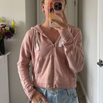 Dress Up  Pink Cropped Zip Up Hoodie Photo 2