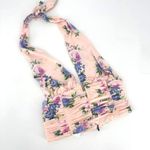 ZARA NWT Women's Floral Halter Ruched Corsetry-Inspired Crop Top Pink Size XS Photo 2