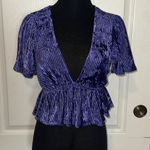 Urban Outfitters  RIBBED PURPLE VELVET RUFFLE HEM TOP Photo 0