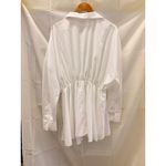 Norma Kamali  Super Oversized Boyfriend Shirt Flared Mini Dress in White Medium Photo 5