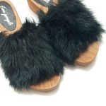 Free People  Wooden Clog Black Faux Fur Sonnet Clog Sandals Size 37EU Size 6 Photo 4