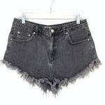 Topshop Moto Kiri Women's Size 10 Distressed Hem Hot Pants Short Gray 5-Pockets Photo 0