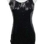 Just Fab Black Sequin Fringe 1920's Flapper Party Mini Cocktail Bodycon Dress M Photo 0