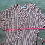 LAKE Pajama DreamModal Kimono Robe Wrap Top Red and White Striped Medium Photo 7