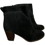 Toms  Lunata pieced suede black boot block heel women's side zip up ankle bootie Photo 0