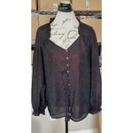 Current Air Womens Blouse Size Large Top Long Sleeve Dark Academia Gothic Chic Photo 6